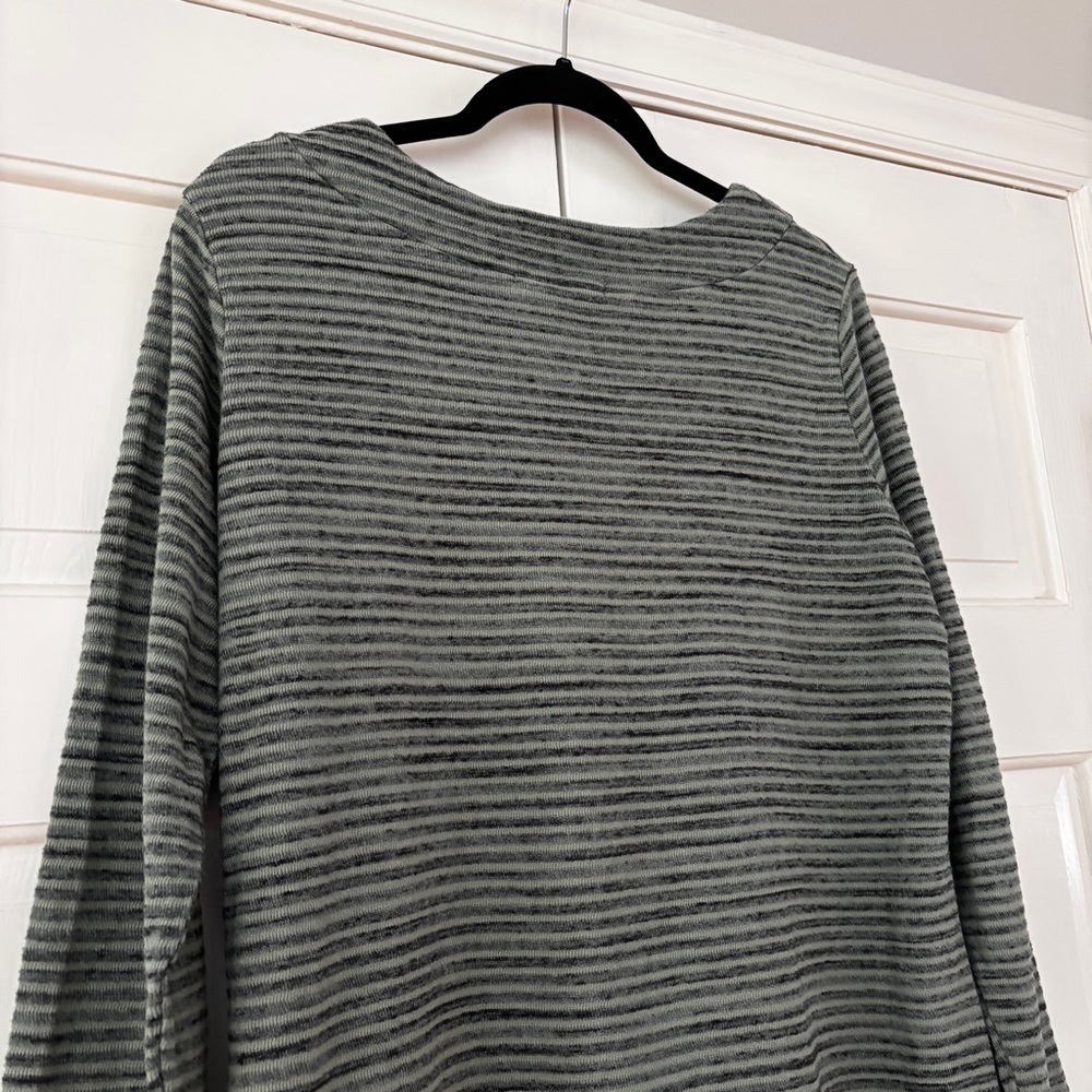 Cut Loose Green Striped V-Neck Tunic Top Shirt Blouse Boxy Lagenlook Size Large - Picture 11 of 13